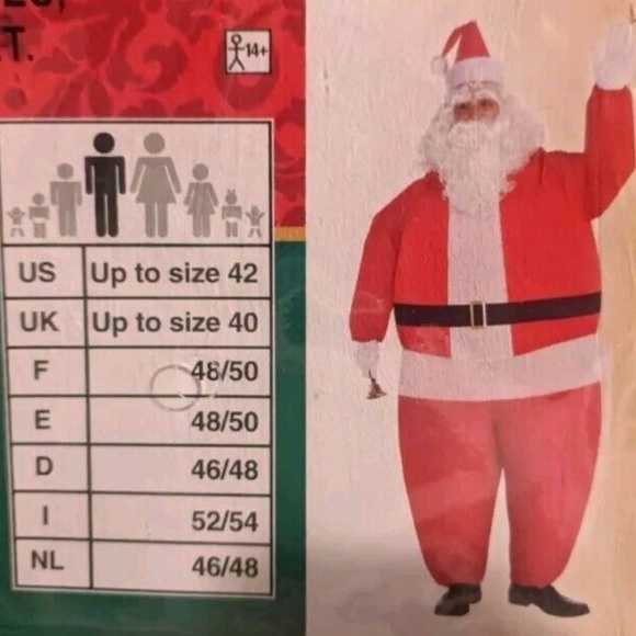 Inflatable Fat Santa Costume Blow Up Adult One Size Includes Fan Suit Yourself - Picture 6 of 8
